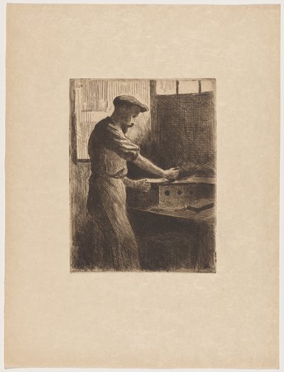 Auguste Delâtre i arbete av Maximilien Luce