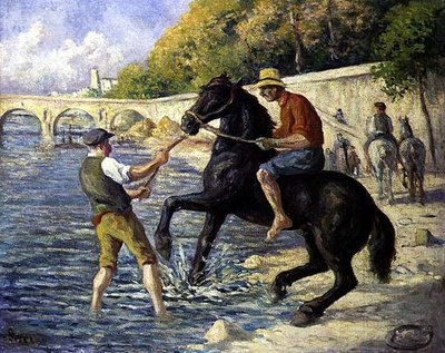 Bathing the Horses, ca 1910 (olja på duk) av Maximilien Luce