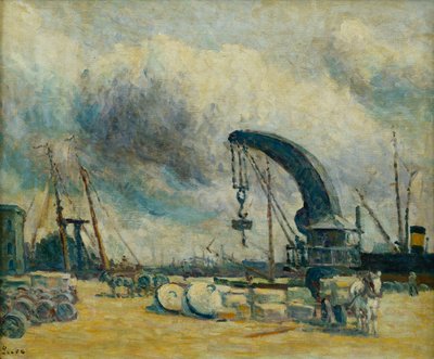 Hamnen, kajen i Schiedamm, 1907 av Maximilien Luce