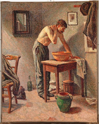 Man som tvättar sig (olja på duk) av Maximilien Luce