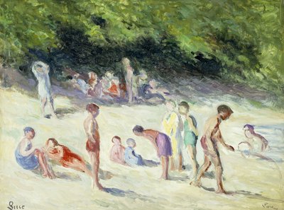 Badarna i Mericourt; La Baignade a Mericourt, 1935 av Maximilien Luce