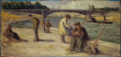 Flodstranden vid Quai Malaquais, före 1936 (olja på trä) av Maximilien Luce