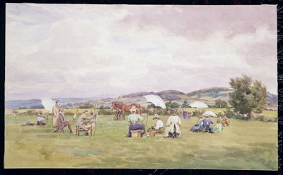 A Sketching Party on the Cotswolds, ca 1910 (akvarell på papper) av May Francis