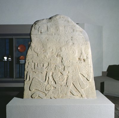 Stele 21 från Izapa, Chiapas, Mexiko, tidig klassisk period (300-600 e.Kr.) (sten) av Mayan Mayan