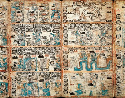 Madrids Codex, målade miniatyrer av Mayan Mayan
