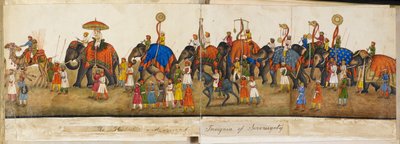 Processionspanorama, illustration från "Reminiscences of Imperial Delhi". The Delhi Book, av Sir Thomas Theophilus Metcalfe av Mazar or Mazhar Ali Khan