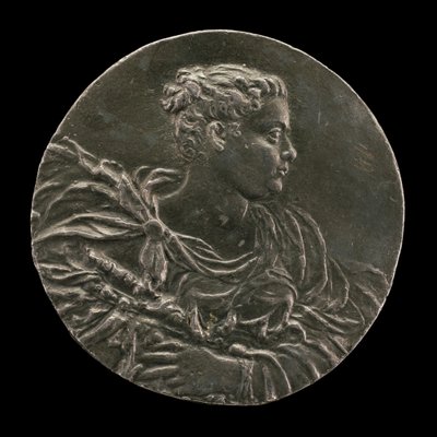 En ung kvinna från Venedig i klänning och mantel, ca. 1563. av Medallist A.A.