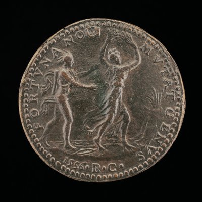 Apollo förföljer Daphne [omvänd], 1556. av Medallist R.C.