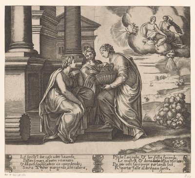 Psyche får besök av sina systrar Story of Amor and Psyche (serietitel) av Meester van de Dobbelsteen