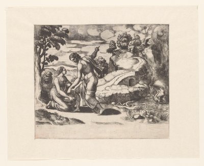 Venus skickar Psyche till en brunn som bevakas av drakar av Meester van de Dobbelsteen