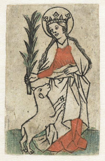 Saint Agnes av Meester van de Olijfberg uit de Verzameling Dutuit