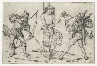 Saint Sebastian med bågskyttar av Meester van het Amsterdamse Kabinet