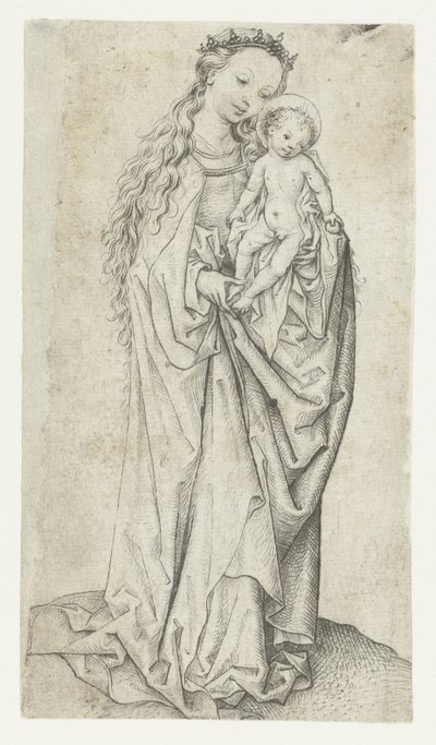 Stående Madonna och barn med äpple av Meester van het Amsterdamse Kabinet
