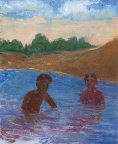Evening Swim, 2017 (olja på duk) av Megan Williamson