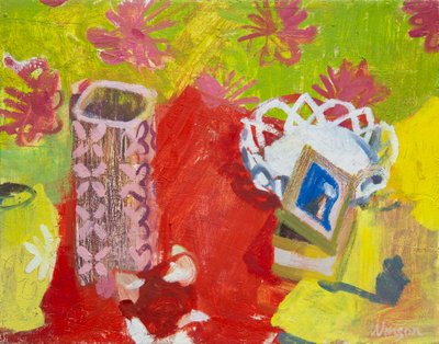 Stilleben med vit korg, 2006 (olja på duk) av Megan Williamson