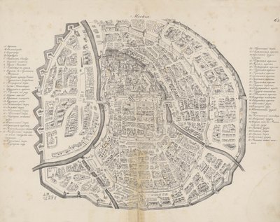 Karta över Moskva. Från: Augustin von Meyerberg och hans resa till Ryssland, 1661. av Meierberg