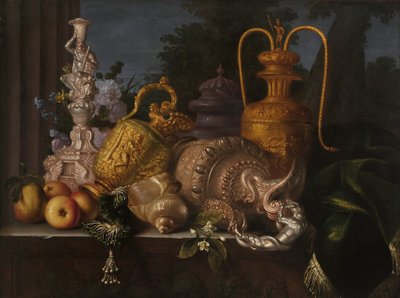 Stilleben, snäckor och guldsmed. Målning av Meiffren Conte (1630-1705). Olja på duk. Mått: 91x121cm. Obligatoriskt omnämnande: Collection fondation regards de Provence, Marseille av Meiffren (c.1630 1705) Conte