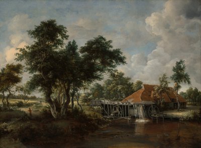 Vattenkvarnen med det stora röda taket, 166265. av Meindert Hobbema