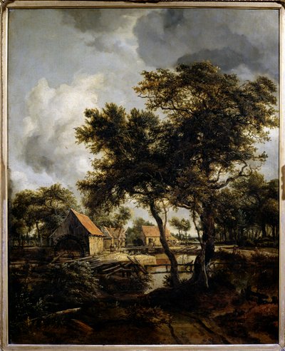 Vattenkvarnen Målning av Meindert Hobbema (1638-1709) (ec.flam.) 1600-talet Sön. 0,8x0,66 m Paris, Louvren. av Meindert Hobbema
