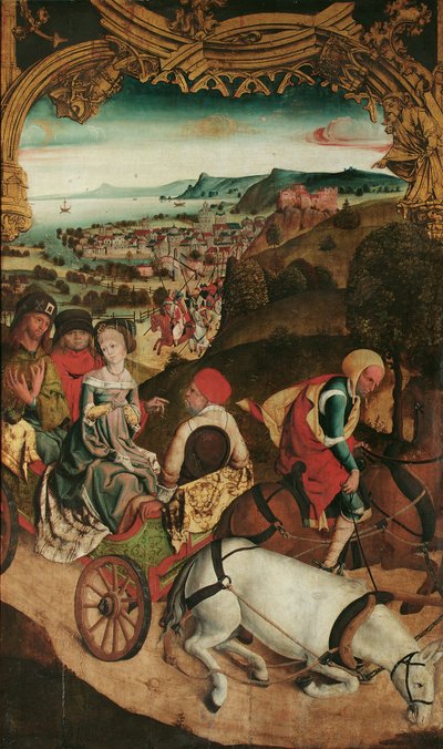 det heligas flykt Cantius, Cantianus och Cantianilla (inuti); Kristus på Oljeberget (exteriör) av Meister des Krainburger Altars