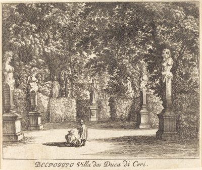 Balpoggio, villa av hertigen av Ceri av Melchior Küsel after Johann Wilhelm Baur