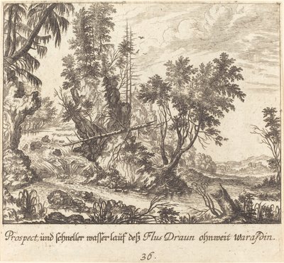 Draun River av Melchior Küsel after Johann Wilhelm Baur