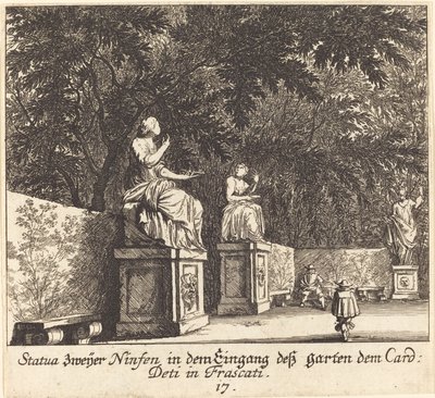 Trädgårdar, kardinal Deti, Frascati av Melchior Küsel after Johann Wilhelm Baur