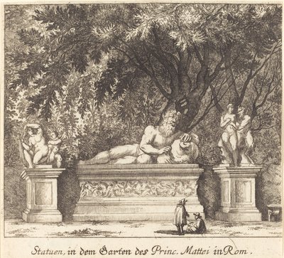 Prins Matteis trädgårdar, Rom av Melchior Küsel after Johann Wilhelm Baur