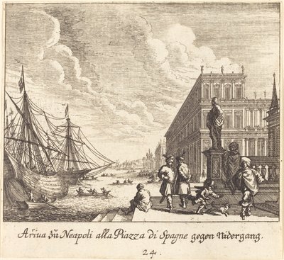 Palazzo di Spagna, Neapel av Melchior Küsel after Johann Wilhelm Baur