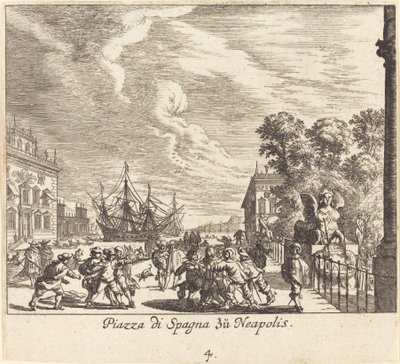 Spanska trappan, Neapel av Melchior Küsel after Johann Wilhelm Baur