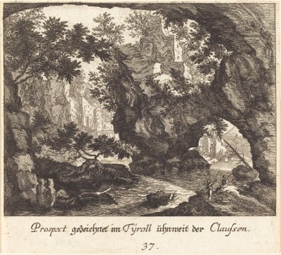Tyrolskt landskap av Melchior Küsel after Johann Wilhelm Baur