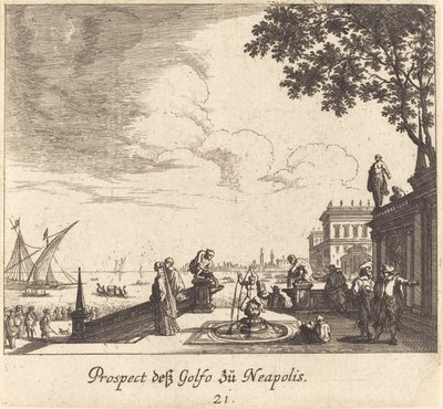 Utsikt över Neapelbukten av Melchior Küsel after Johann Wilhelm Baur