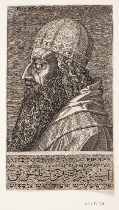 Aristoteles, halvlångt porträtt, profil åt vänster av Melchior Lorck
