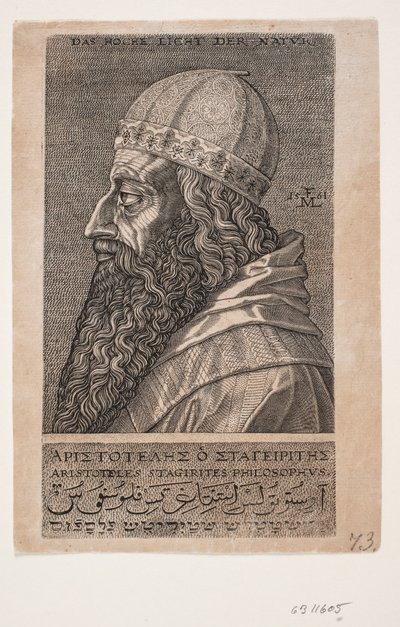Aristoteles, halvlångt porträtt, profil åt vänster av Melchior Lorck
