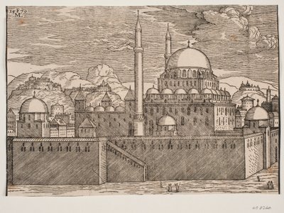 Idealiserad bild av Bayazidiye-moskén, sedd från sydost av Melchior Lorck