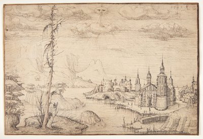 Landskap med en stad av Melchior Lorck
