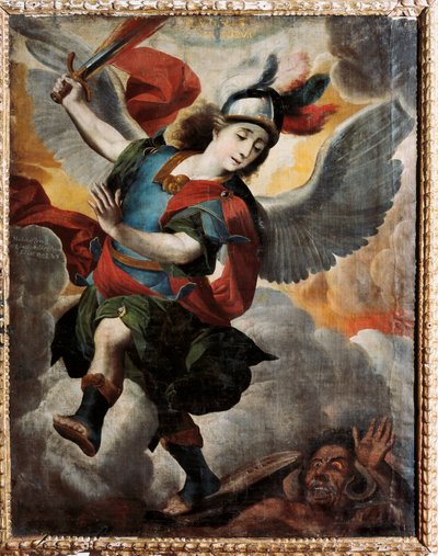 "Ärkeängeln Saint Michael" målning av Melchor Perez de Holguin (1665-1724) av Melchor Pérez de Holguín