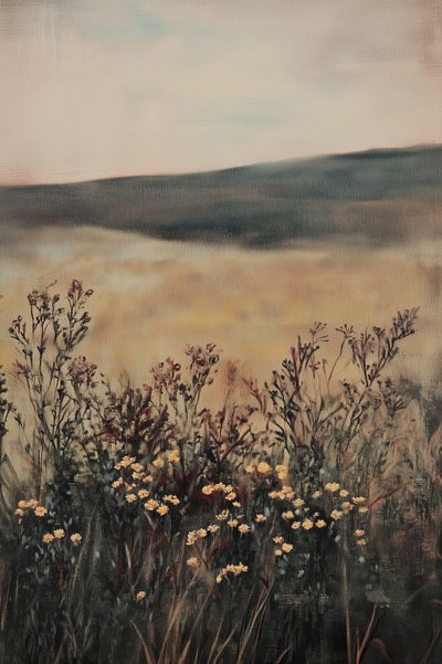 Guldgult fält med vildblommor av Melloi Art Prints