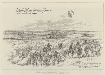 Håll utkik efter ankomsten av Jamesons kolumn (gravyr) av Melton (after) Prior