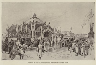 Den sene tsarens begravning, procession med start från järnvägsstationen i Moskva av Melton Prior