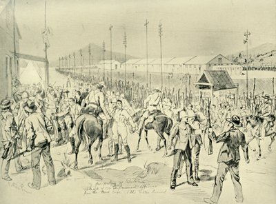 Ockupationen av Pretoria: Frigivning av brittiska officerare, 1901. av Melton Prior