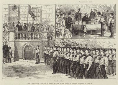 Prinsen och prinsessan av Wales på Royal Hospital School, Greenwich, 10 juli av Melton Prior