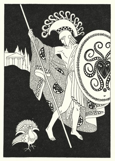 Den lila fågeln kom fladdrande mot honom (färg litho) av Merlyn Mann