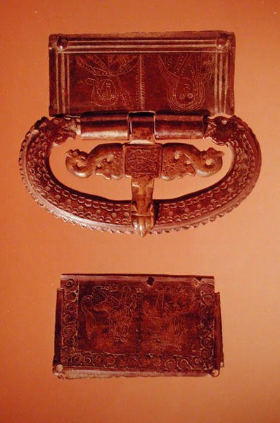 Bältesspänne, från Landifay (Aisne) (brons) av Merovingian Merovingian