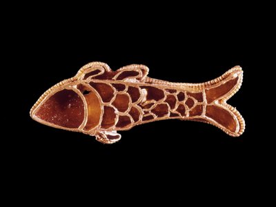 Fibula (Frankrike) från 600-talet. Saint-Germain-en-Laye-museet av Merovingian Merovingian