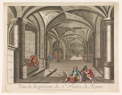 Utsikt över det inre av Mamertine-fängelset i Rom Vue de la prison de St. Pierre de Rome (titel på objektet) av Mesard