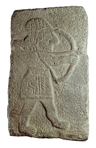 Hettitisk bågskytt, från slottet Kapara, kung av Guzana, i Tell Halaf (Syrien), 900-talet f.Kr. (lågrelief på sten) av Mesopotamian Mesopotamian