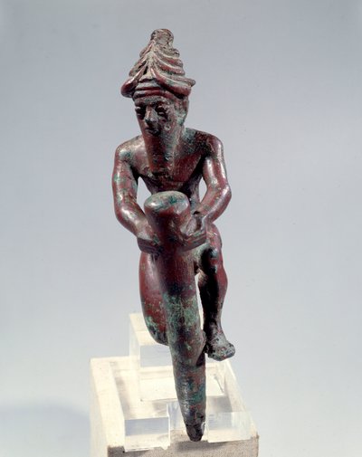 Mesopotamien: kopparfundament som föreställer en gud som trycker på en spik. Omkring 2150 f.Kr. Från Tello. Paris, Louvren av Mesopotamian Mesopotamian