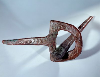 Mesopotamien: grundfigur (nagel och dess kopparstöd). sumeriska perioden. 2800 f.Kr. Från Maris hemsida. Sön 0,38 m Paris, Louvren av Mesopotamian Mesopotamian
