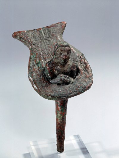 Mesopotamien: grundfigur (nagel och dess kopparstöd) av Ur Nanshe, prins av Lagash. 2800 f.Kr. Från Tellos hemsida. Dim 0,11 m x 0,11 m Paris, Louvren av Mesopotamian Mesopotamian